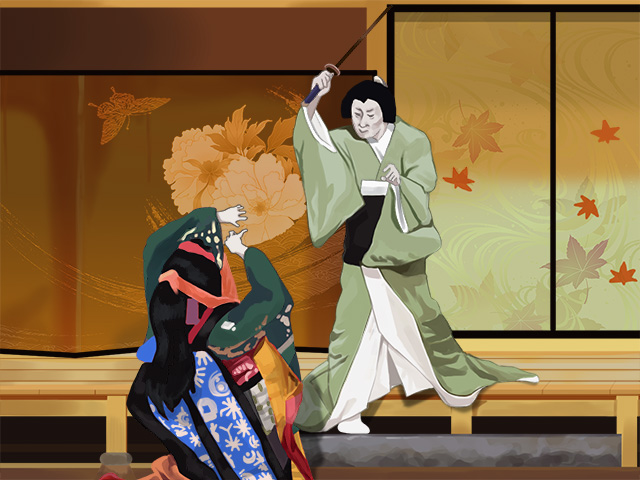 お槙がお駒を切る場面