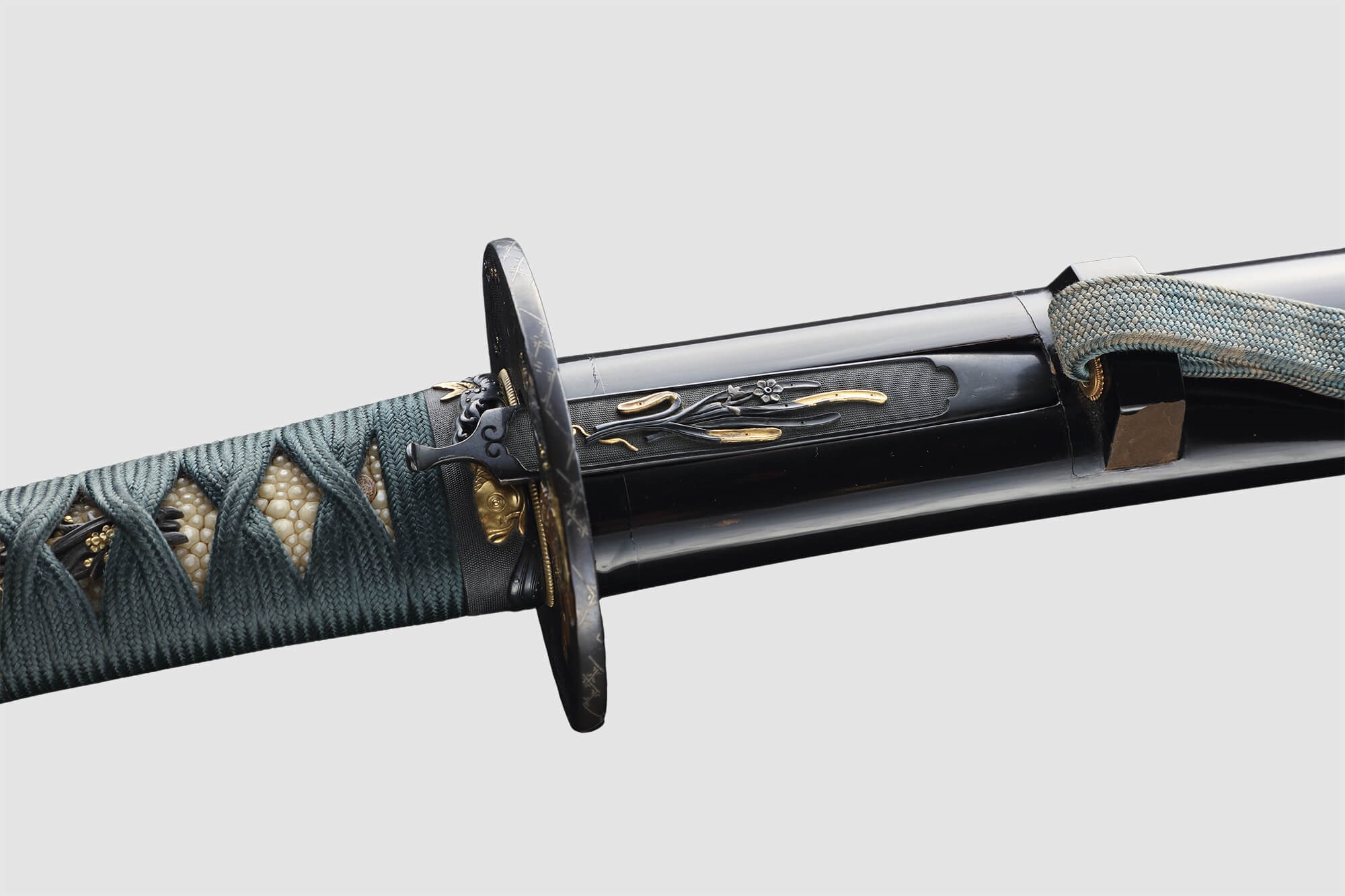黒蝋色塗鞘 大小拵（脇差 銘 近江守法城寺橘正弘）