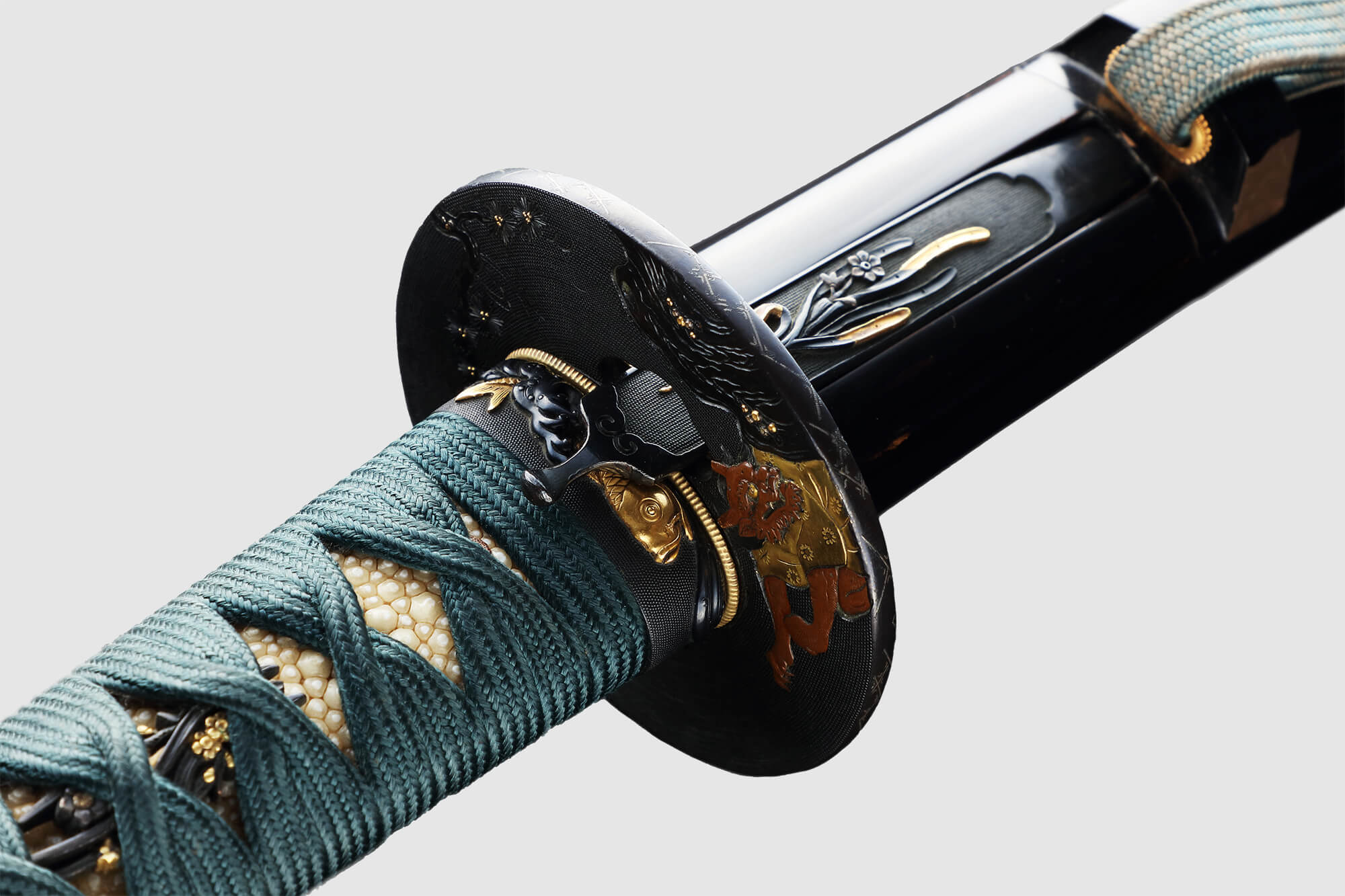 黒蝋色塗鞘 大小拵（脇差 銘 近江守法城寺橘正弘）
