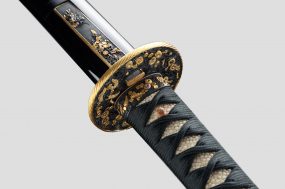 秋草図一作金具 黒蝋色塗鞘 打刀拵
