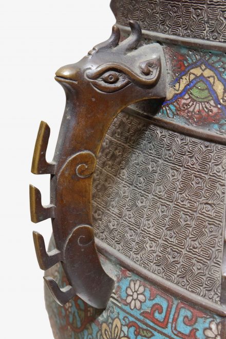 泥七宝鳳耳花器