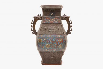 泥七宝鳳耳花器