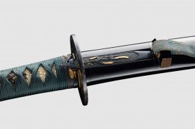 黒蝋色塗鞘 大小打刀拵（大小ともに近江守法城寺橘正弘）