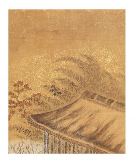 職人風俗絵貼交屏風 中形 二曲 一隻