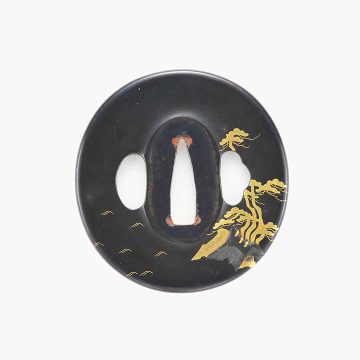 黒蝋色塗鞘 打刀拵（太刀 銘 守家） 鍔