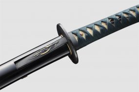 黒蝋色塗鞘 大小拵（脇差 銘 近江守法城寺橘正弘）