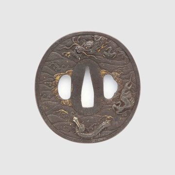 黒蝋色鞘 打刀拵（刀 銘 肥前国近江守忠吉［五代］） 鍔