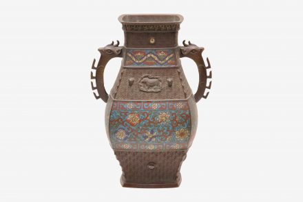 泥七宝鳳耳花器