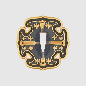 金梨子地家紋散蒔絵鞘糸巻太刀拵 鍔