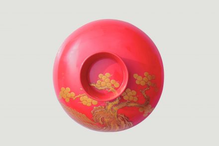 三仙人蒔絵朱三重盃