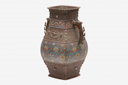 泥七宝鳳耳花器